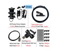 (DIY 20m slip) New Quiet Garden Water Mist Spray Electric Electric Diaphragm Pump Kit Greenhouse Irrigation Outdoor Misting Cooling System