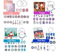 DIY 24 Day Christmas Countdown Calendar Bracelets Sets, Alloy Bracelets, Girls Charm Kits, Beaded Bracelet Fantasy Starry Sky BraceletGift, Charm Bracelet Advent Calendar (Pink)