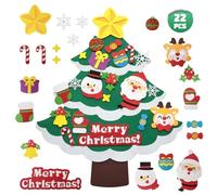 DIY 3.3ft Felt Christmas Tree Decorations, Wall Christmas Tree Decorations For Kids with 21 Detachable Ornaments, Hanging Xmas Tree Decoration Kit for Toddlers, Home Door/Window Holiday Décor