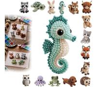 DIY 3D Beaded Animal Kit For Adults & Teens, Handmade Cute Bead Craft Animal Set with Colorful Beads and Instructions, Jewelry Art Craft Kit for Creative DIY Projects (Seahorse, Materials Kit)