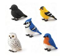 DIY 3D Beaded Animal Kit, Tiny Bird & Floral Garden Beading Set, 4/5 PCS Creative Arts Craft for Adults Beginners with Instructions(D)