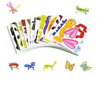 DIY 3D Creative Insect Paper Jigsaw Puzzle, 25 PCS Educational Cartoon Animal Puzzle Kit, Glue-Free Craft Assembly Toy, Classroom Rewards Birthday Party Gift (Insect(25PCS))