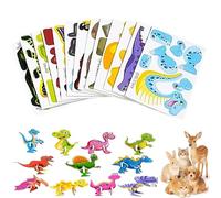 DIY 3D Creative Insect Paper Jigsaw Puzzle, 25PCS No-Duplicate Animal Dinosaur Airplane Educational Cartoon Models, Tear-Proof & Drop-Proof Crafts, Smart Assembly Challenge for Activity (Dinosaurs)