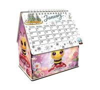 DIY 3D Diamond Art Painting Christmas Cabin Calendar, Cute Gingerbread House Diamond Art Painting Monthly Calendar Kit for Home Desktop Ornament