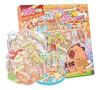 DIY 3D House Stickers Scene Kit,Cartoon Sticker Miniature Scene Therapy Stress Relief Sticker Scenes with Tweezers,Miniature Landscape Stickers Set with Tweezers, for Adults,Kids and Teens (100 Sets)