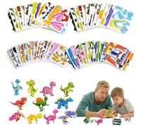 DIY 3D Insect Paper Jigsaw Puzzle, 100 Pcs 3D Animal Puzzles for Screen-Free Family Time, Tear-Proof & Drop-Proof, Easy Assembly - Insects, Dinosaurs, Animals, Airplane(4pcs)