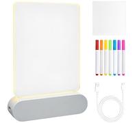 DIY 3D LED Night Light, Dimmable Clear Acrylic Desk Lamp, Rechargeable 1200mAh Battery, Dry Erase Writing Board, 7 Color Markers, for Artists