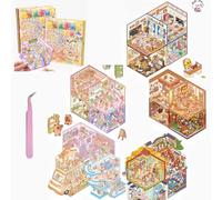DIY 3D Scene Sticker,DIY Miniature House Scene 20 Sets Stickers with Tweezers Make Your Own Warm Home Gift Box Sticker for Adults Girls Childs Relief Stress,Party Birthday Favors Gift