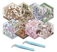 DIY 3D Sticker Scene Sticker Therapy Scene Stickers for Adult Kids Relief Stress Make Your Own Supermarket Coffee Shop Restaurant Bookstore (12.5 x 15cm - 8 Pcs)
