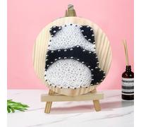 DIY 3D String Art Kit with Wooden Board, Nails and Thread, Handmade Home Décor Craft Project for Beginners, Creative Birthday Idea, 11x11cm(Panda)