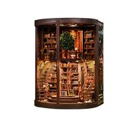 DIY 3D Wooden Book Nook Kit Bookend Puzzle with Touch LED Light Acrylic Cover Immersive Handcraft Gift for Book Lovers Intelligent Tree