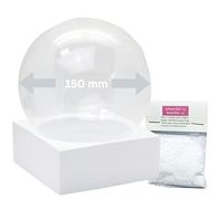 DIY 40101 DIY Snow Globe Craft Set | Do It Yourself with Glass Ball and Polyresin Base White Square | 150 mm Diameter 180 mm Height | Individual Shake Ball | Make Your Own Glitter Ball | 40101