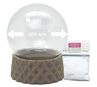 DIY 40106 DIY Snow Globe with 1 x Snow | Glass Ball Polyresin Base Sand Beige Round Cubic | 100 mm Diameter | Individual Shaking Ball Glitter Ball | 40106