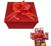 DIY 5-Layer Explosion Gift Box | Creative Surprise Box for Birthday, Anniversary, Valentine's Day | The Ultimate Thoughtful Gift Box for Photos, Chocolates & Keepsakes (Red)