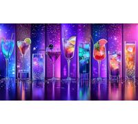 DIY 5D Adults and Beginners Diamond Painting Full Drill Kits Bar Cocktail Pictures Rhinestone Crystal Cross Stitch Diamond Art Perfect For Gift and Home Wall Decor Round Drill 35x60cm AD0294
