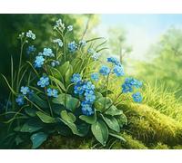 DIY 5D Adults and Beginners Diamond Painting Full Drill Kits Forest Flower Forget Me Not Pictures Rhinestone Crystal Diamond Art Perfect For Gift and Home Wall Decor Square Drill 25x35cm AC1773
