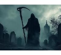 DIY 5D Adults and Beginners Diamond Painting Full Drill Kits Grim Reaper Graveyard Tombstone Pictures Rhinestone Crystal Diamond Art Perfect For Gift and Home Wall Decor Square Drill 110x150cm AC1585