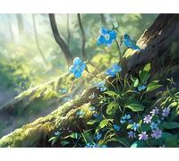 DIY 5D Adults and Beginners Diamond Painting Full Drill Kits Nature Flowers Forget Me Not Pictures Rhinestone Crystal Diamond Art Perfect For Gift and Home Wall Decor Square Drill 55x75cm AC2407