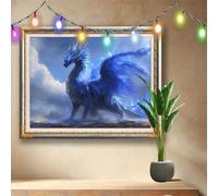 DIY 5D Blue Dragon Diamond Painting Kits,Crystal Rhinestone Arts Crafts for Adults and Kids,Landscape Cross Stitch Embroidery Art,Gem Painting Home Wall Decor,Diamond Art by Numbers 40x30cm 58F-2632