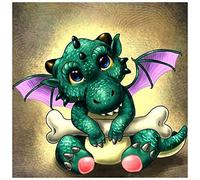 DIY 5D Cute Winged Dinosaur Pattern Full Round Drill Rhinestone Picture Home Decor Mosaic Resin Kit for Cartoon Dragon Craft Cross Stitch Embroidery Decoration 30 * 30CM