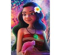 DIY 5D Diamond Art by Number Kits, Moana Moana Princess Brave Moana Round Full Drill Acrylic Embroidery Cross Stitch Arts Craft Canvas Supply for Home Wall Decor Adults and Kids 11.8x15.7 inches