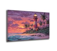 DIY 5D Diamond Art Kits Adults, Full Drill Square Drill Diamond Painting Sunset Lighthouse Pattern Design, Crystal Art Kits Handmade Crafts, Gem Painting Suitable for Home Bedroom Decor 20x25cm e-380