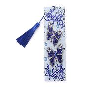 DIY 5D Diamond Art Painting Butterfly Bookmarks LEKUKY Full Special Shaped Drill Number Kit Cross Stitch Embroidery Kit with Tassel Leather for Art Craft Home Decor Kids Adults