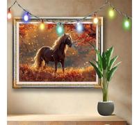DIY 5D Diamond Art Painting Kits for Adults, Animal,Horse Cross Stitch Diamond Art Kits for Home Wall Decor Gift, Full Drill Crystal Art and Crafts Pictures for Beginner, Boys,(160x120cm) 511N-7620