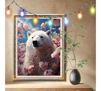 DIY 5D Diamond Art Painting Kits for Adults,Sakura,Polar Bear Cross Stitch Diamond Art Kits for Home Wall Decor Gift,Full Drill Crystal Art and Crafts Pictures for Beginner,Boys,(80x107cm) 59N-7317