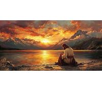 DIY 5D Diamond Art Painting Kits, Religion Full Drill Diamond Paintings Crafts Arts Embroidery Cross Stitch Canvas Painting by Numbers for Kid Adults Crystal Art Set, Wall Decor-Sunset 70x140cm J0K759