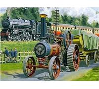 DIY 5D Diamond Painting Art Full Drill Set by Number Kits for Adults Retro Steam Train Cross Stitch Kit Crystal Embroidery Pictures for Home Decor 40 X 50 cm(15.7X19.7 Inches)