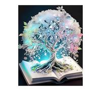 DIY 5D Diamond Painting Art Kits, White Tree of Life Diamond Painting, Crystal Rhinestone Embroidery Craft Kits for Home Office Wall Decor, Green, 12 x 16in