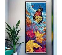 DIY 5D Diamond Painting Butterfly Maple Leaf Diamond Art Kits Adults/Kids, Large Diamond Painting Kit Crafts, Crystal Art Kits Cross Stitch Diamond Dots, for Room Wall Decor 50x130 cm/19.6x51.1 Inch