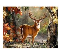 DIY 5D Diamond Painting by Number Kit, Deer Diamond Painting Full Diamond Rhinestone Embroidery Cross Stitch Arts Craft for Canvas Wall Decor Gift (40x50cm/16x20in)