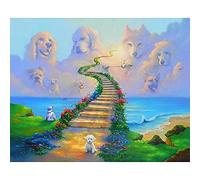 DIY 5D Diamond Painting by Number Kit Square Drill Dog and Bridge 40x50cm Full Drill 5D Diamond Art Beginner Crystal Rhinestone Embroidery Cross Stitch Art Craft Living Room Decoration Gifts(16x20in)