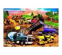 DIY 5D Diamond Painting by Number Kit Truck Excavator 25x30cm Full Drill 5D Diamond Art Beginner Crystal Rhinestone Embroidery Cross Stitch Art Craft for House Living Room Decoration Gifts (10x12in)