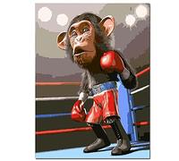 DIY 5D Diamond Painting by Number Kits, Boxing Monkey Diamond Art Painting Full Drill Crystal Rhinestone Cross Stitch Embroidery Arts Craft Relaxation and Home Wall Decor 25x30cm/10x12in