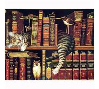 DIY 5D Diamond Painting by Number Kits Cat Sleeping in Book Adult/Kid Canvas Large Cross Stitch Craft Full Drill Crystal Rhinestone Embroidery Diamond Arts for Home Office Decor Round Drill,40x50cm