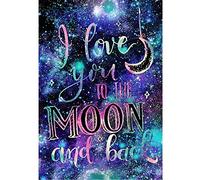 DIY 5D Diamond Painting by Number Kits, Crystal Rhinestone Diamond Embroidery Paintings Pictures Arts Craft for Home Wall Decor, Full Drill,I Love You to The Moon and Back(30cm*40cm)