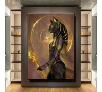 DIY 5D Diamond Painting By Number Kits Egyptian Godness Bastet Full Square Drill Diamond Painting Kits for Adults,Diamond Art Rhinestone Embroidery Cross Stitch Wall Sticker(60x90cm/24x36in)