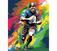 DIY 5D Diamond Painting by Number Kits Full Round Drill Diamond Painting Arts Kits for Adults Color Rugby Soccer Player - 4 Arts Painting Rhinestone Picture Art Craft Home Wall Decor 15.7x19.7inch