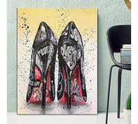 DIY 5D Diamond Painting by Number Kits, Graffiti High Heel Shoes 12x16in Diamond Painting Full Round Rhinestone Embroidery Cross Stitch Pictures Diamond Art Craft for Home Wall Decor Gifts30x40cm