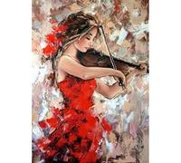 DIY 5D Diamond Painting by Numbers Kits, Beautiful Girl Playing Violin 30x40cm Canvas Full Drill Diamond Art Paint with Diamonds Crystal Cross Stitch (Girl B)