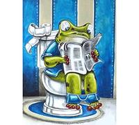 DIY 5D Diamond Painting by Numbers Kits, Frog Reading Newspaper in Toilet 30x40cm Canvas Full Drill Diamond Art Paint with Diamonds Crystal Cross Stitch (Frog)