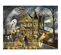 DIY 5D Diamond Painting by Numbers Kits, Haunted House Pumpkin Lantern Ghost Halloween 30x40cm Canvas Full Drill Diamond Art Paint with Diamonds Crystal Cross Stitch (Halloween)