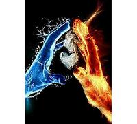 DIY 5D Diamond Painting by Numbers Kits, Ice Fire Hand Heart 30x40cm Canvas Full Drill Diamond Art Paint with Diamonds Crystal Cross Stitch (Hand)