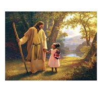 DIY 5D Diamond Painting by Numbers Kits, Lord Jesus Christ and Girl, Full Drill Rhinestones Paint with Diamonds Crystal Diamond Art (Jesus)