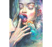 DIY 5D Diamond Painting by Numbers Kits, Pretty Girl Eating Sweets 30x40cm Canvas Full Drill Diamond Art Paint with Diamonds Crystal Cross Stitch (Candy Girl)
