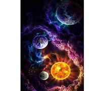 DIY 5D Diamond Painting by Numbers Kits, Universe Planets Galaxy Sun Earth Clouds, Full Drill Rhinestones Paint with Diamonds Crystal Diamond Art (Planets)