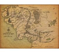 DIY 5D Diamond Painting Cross Stitch Kit Round Rhinestones Resin and Preprinted Canvas Diamond Painting Art Living Room Bedroom Decoration,The Lord of The Rings: Continental Map Poster 40*40CMG16D